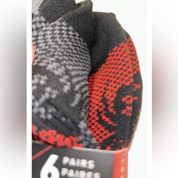 Spyder Low Cut Socks 6 Pair Men 6-12 Black Gray Red w Mixed Logo Cushion Ski NEW - Picture 5 of 12